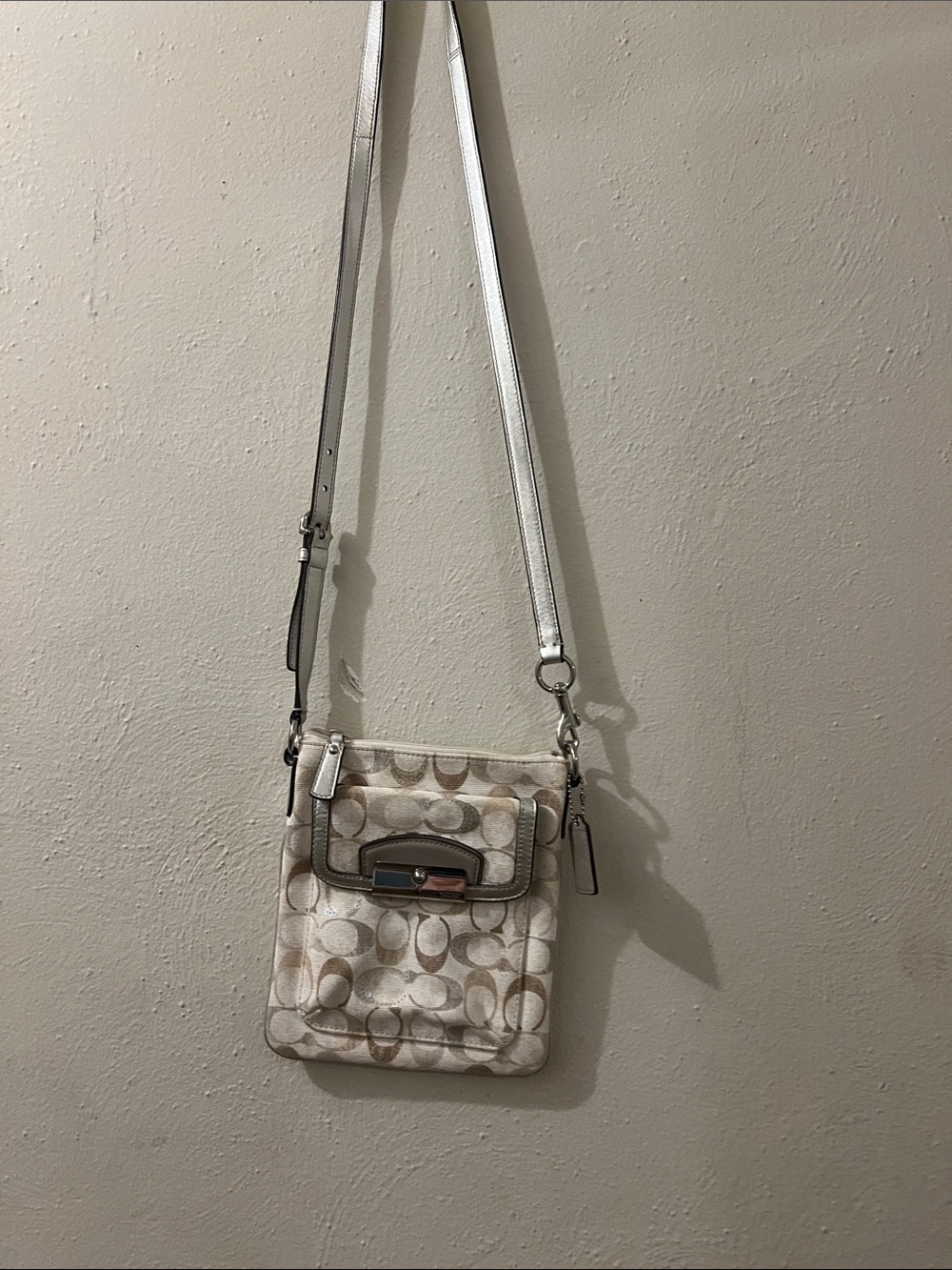 Coach Chalk & Tan Signature Canvas Crossbody